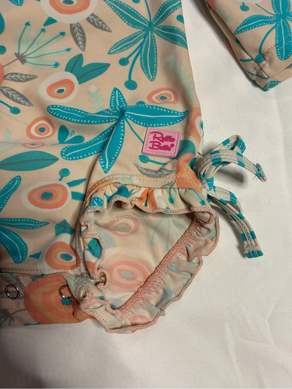 RuffleButts Baby Girl Floral Long Sleeve One Piece Swimsuit 6-12M
